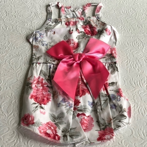 𝅺SMALL Dog or Cat Floral Summer Dress with Bow tie- NEW - Picture 1 of 10